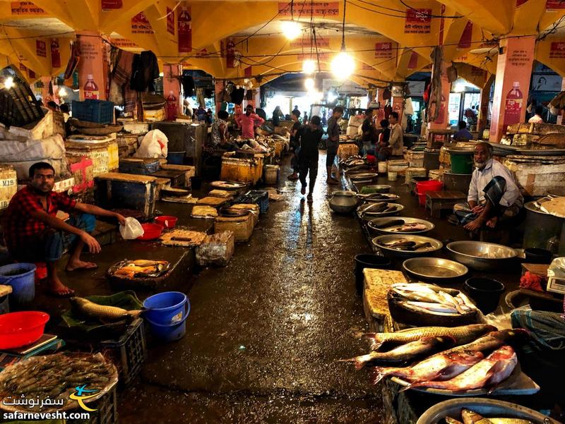 راسته ماهی فروش ها در بازار سنتی سریمنگال