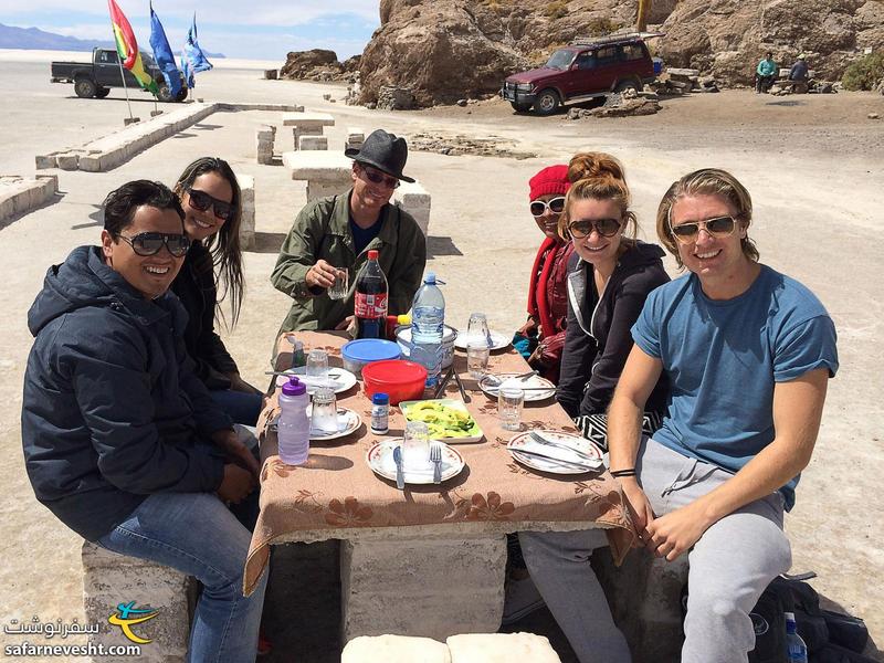 Our lovely group having lunch. From right: UK, UK, Bolivia, US, Brazil, Brazil