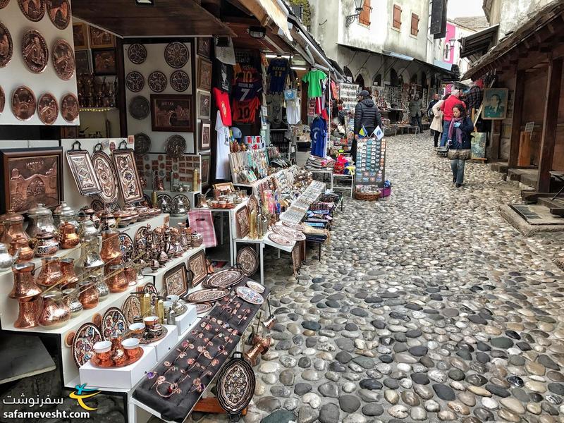 Paving made of round stones in Mostar