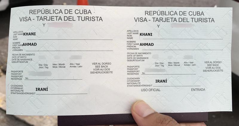 ویزای کوبا که در تگوسیگالپا پایتخت هندوراس گرفتم. ویزای کوبا توی پاسپورت زده نمیشه