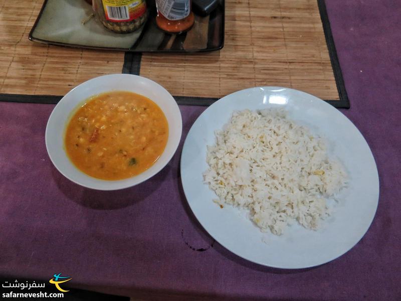 غذای هندی، چنه دال به همراه برنج