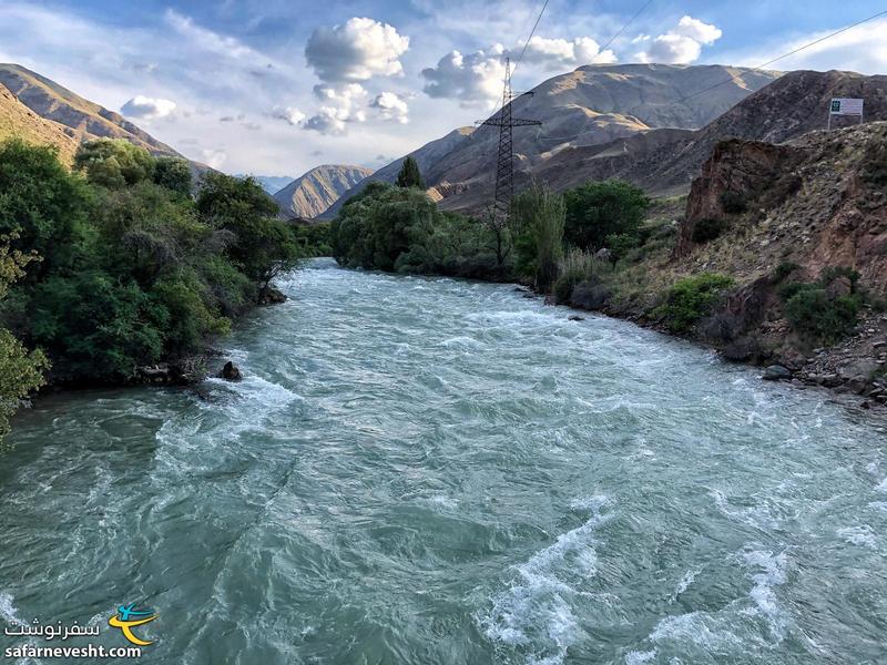 رودخانه خروشان در مسیر بازگشت به بیشکک