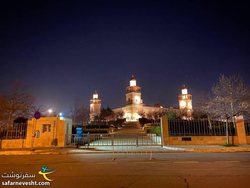 مسجد زیبای ملک حسین عمان در شب