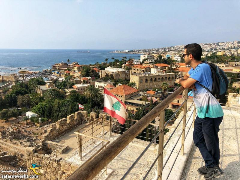 شهر بندری جبیل و دریای مدیترانه از بالای قلعه 