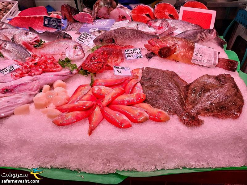 بازار محلی بارسلونا، انواع ماهی