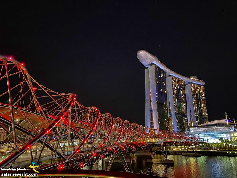 پل هلیکس سنگاپور در شب