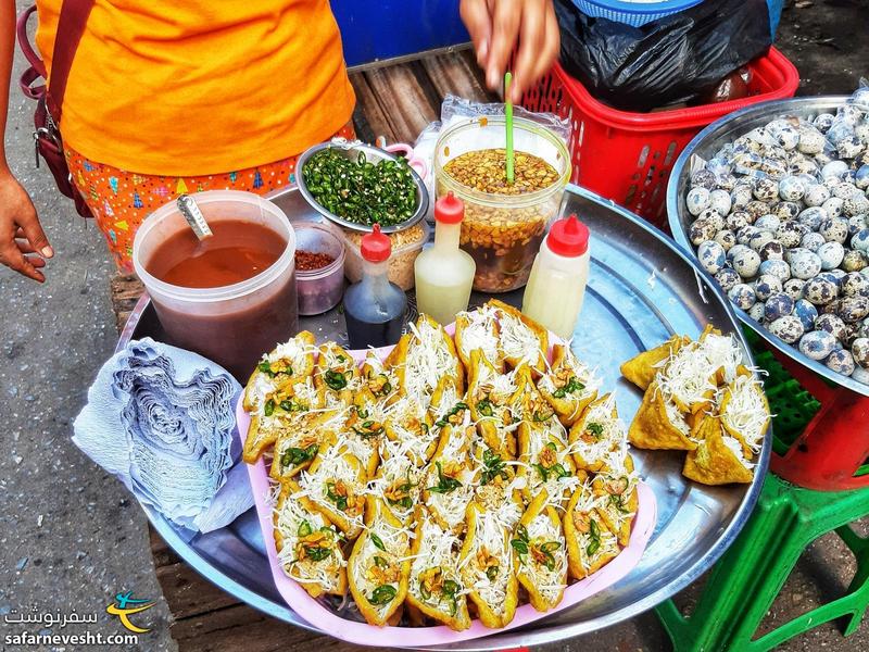 غذاهای خیابانی در شهر یانگون