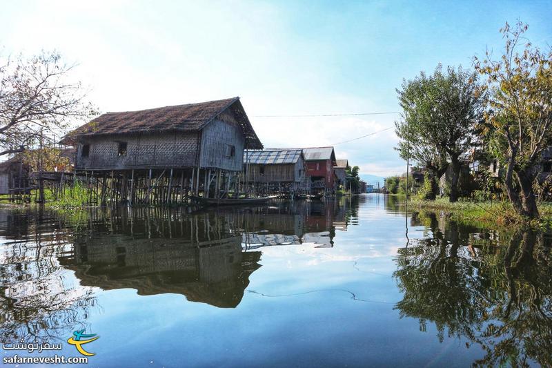 خانه های روی آب در دریاچه اینله کشور میانمار