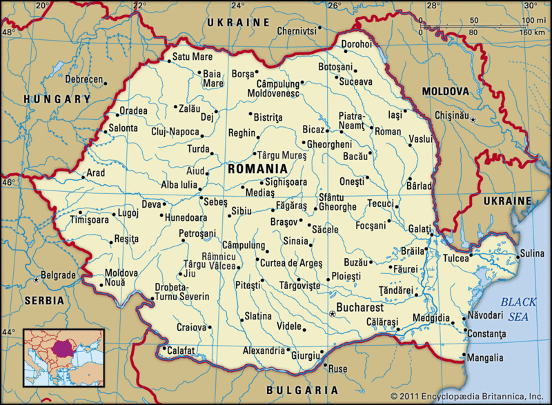 نقشه کشور رومانی